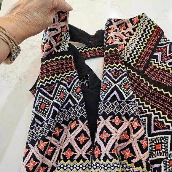 Akemi + Kin Anthtropologie Dress Size 12 Geometric Embroidered Column Sleeveless - Picture 6 of 13